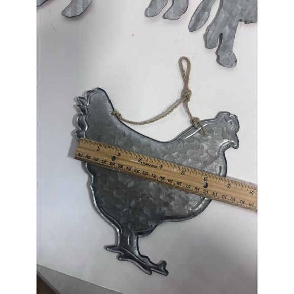 3 Metal Wall Hangings Farmhouse Decor Rustic Pig Cow Hen - Picture 10 of 10